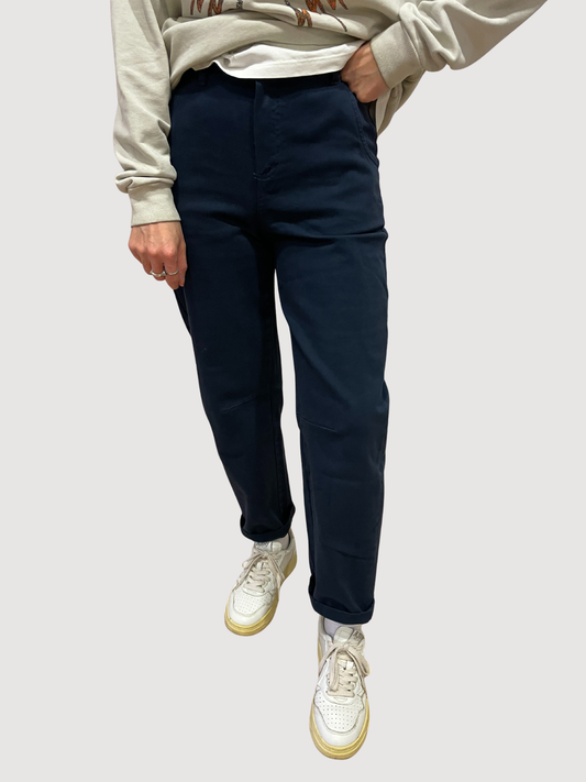 KONTATTO - Pantalone barrel color blu in cotone
