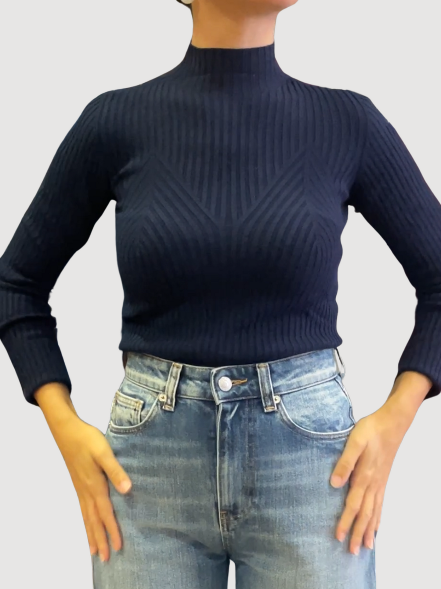 KONTATTO - Maglia a costine in misto viscosa con colletto a cratere - più colori
