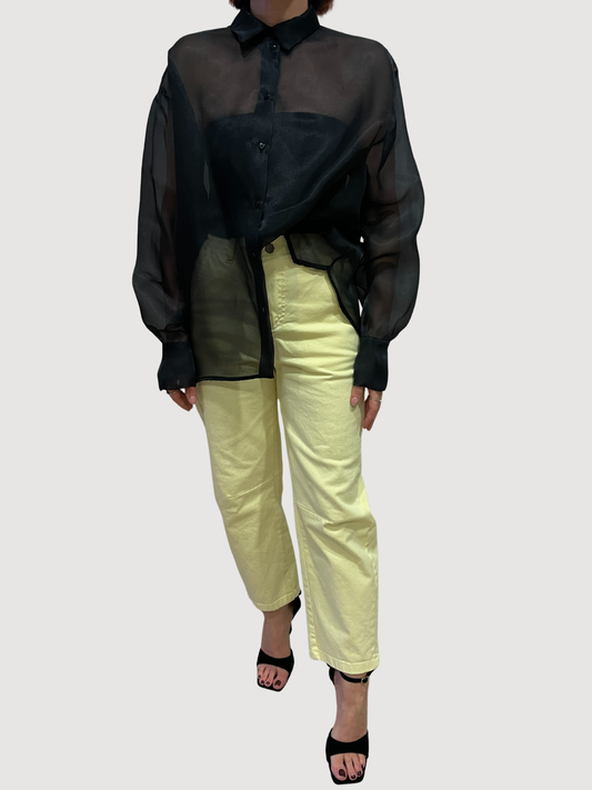 KONTATTO - Camicia nera in organza over con top a fascia