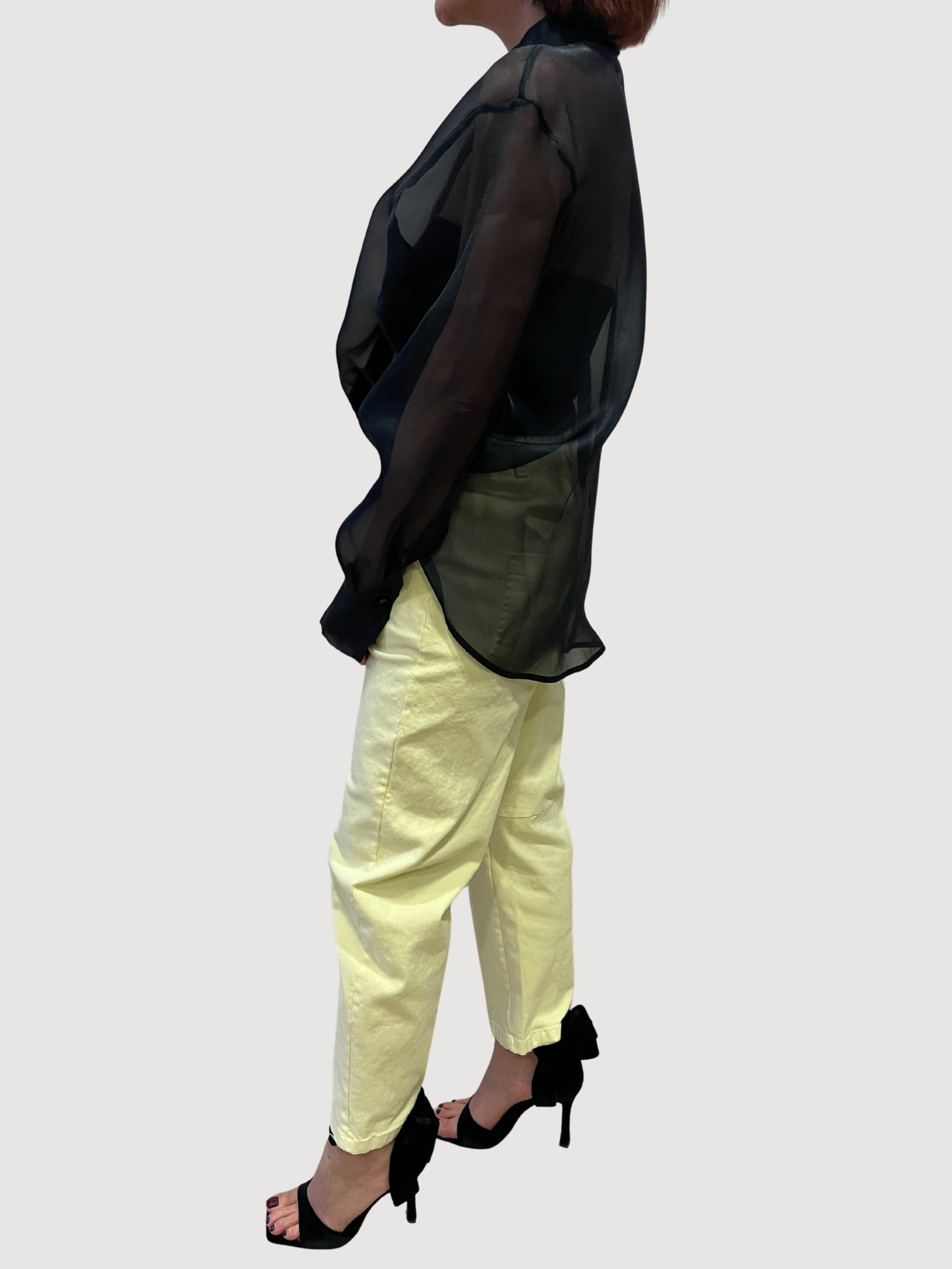 KONTATTO - Camicia nera in organza over con top a fascia