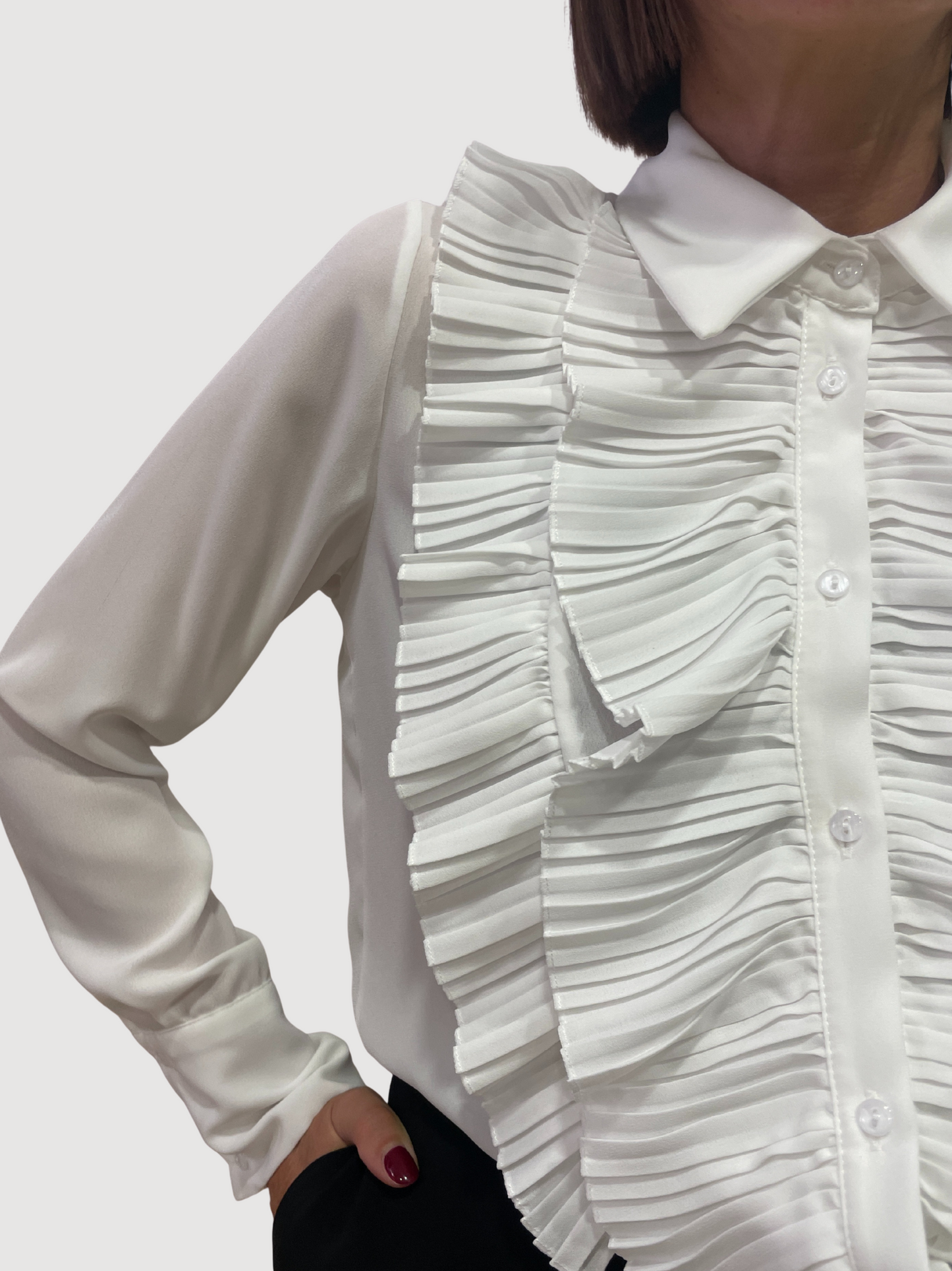 SOUVENIR - Camicia bianco ottico con dettaglio rouges