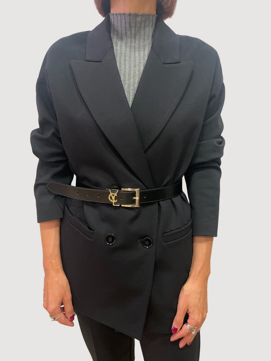 VICOLO - Cintura nera con fibbia dorata