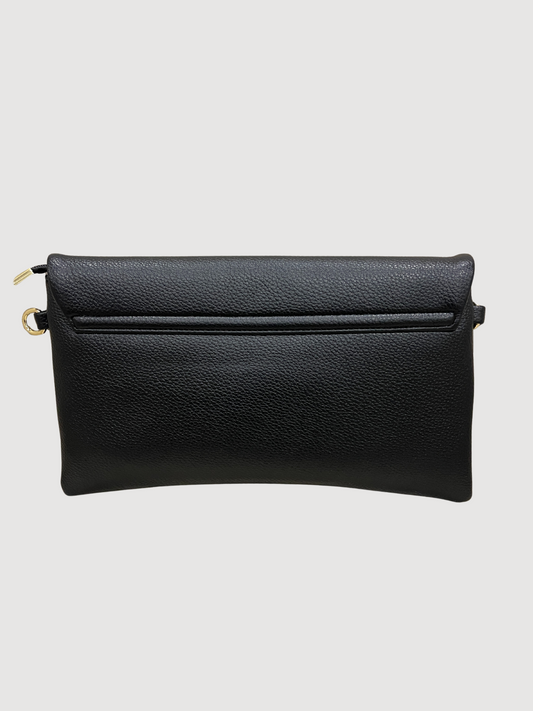 Borsa pochette nera in ecopelle da portare a mano o con tracolla