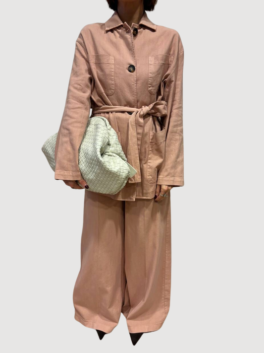 Borsa in ecopelle bianca intrecciata con manici