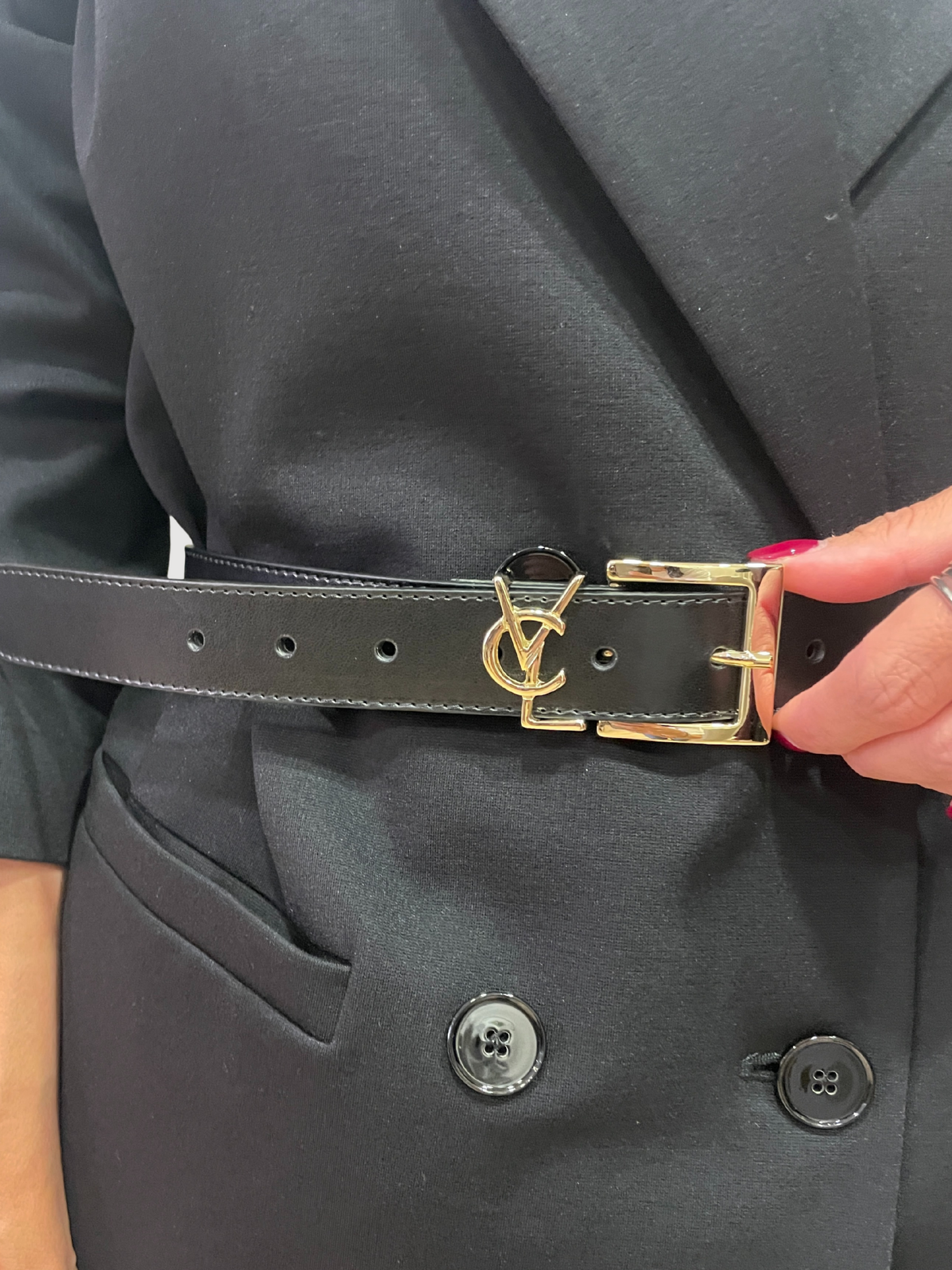 VICOLO - Cintura nera con fibbia dorata