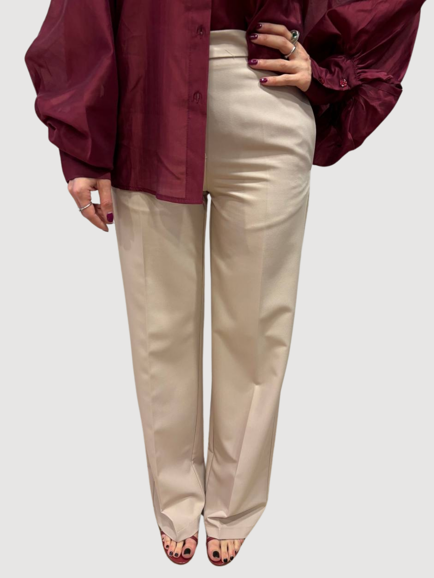 VICOLO - Pantalone a palazzo dritto rosa petalo