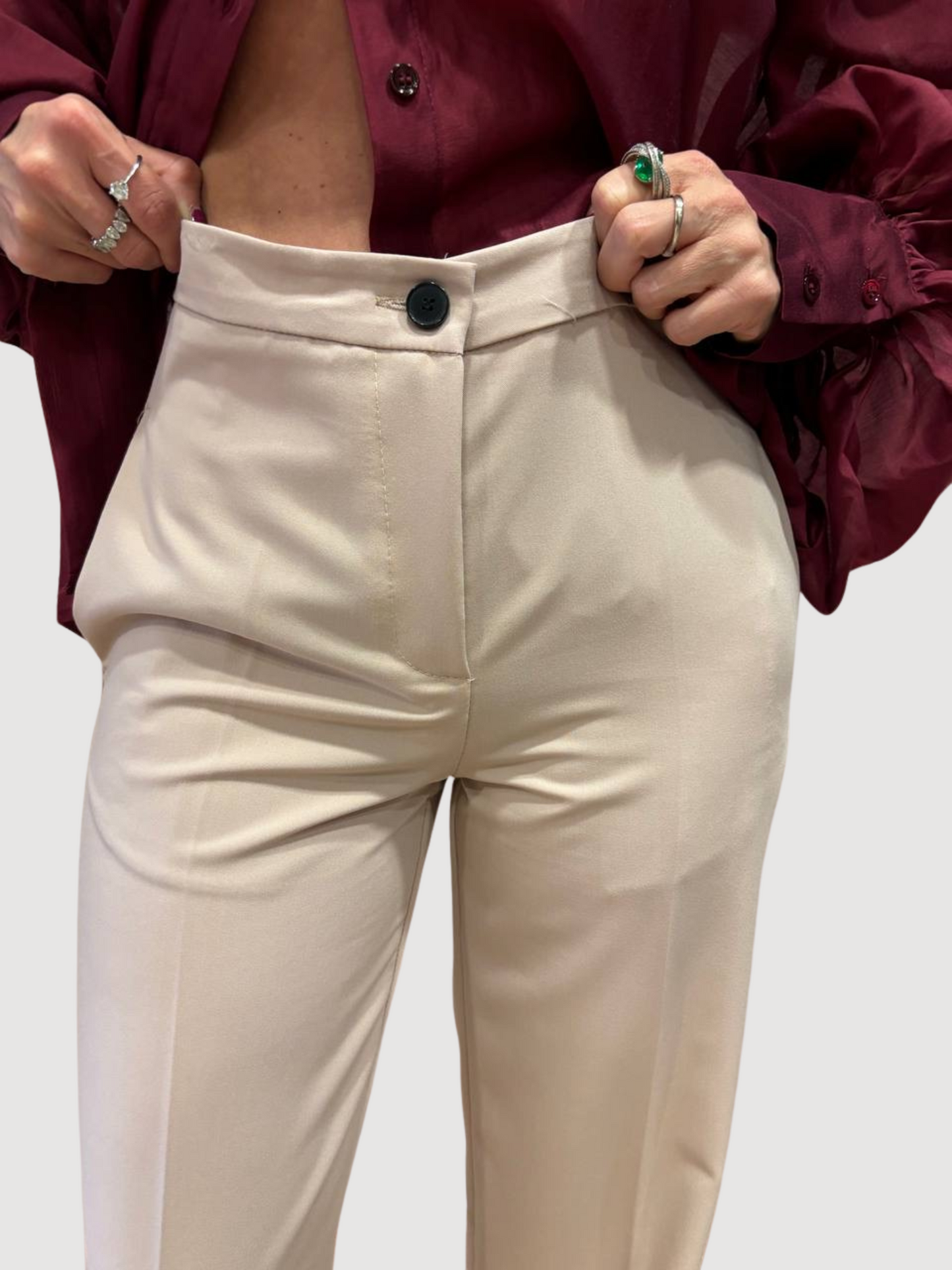 VICOLO - Pantalone a palazzo dritto rosa petalo