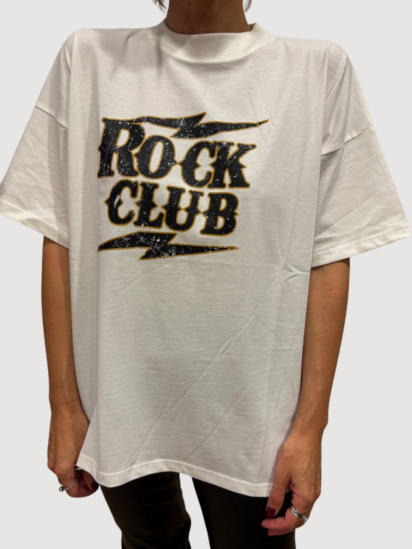 VICOLO - T-shirt over burro con scritta "rock club"