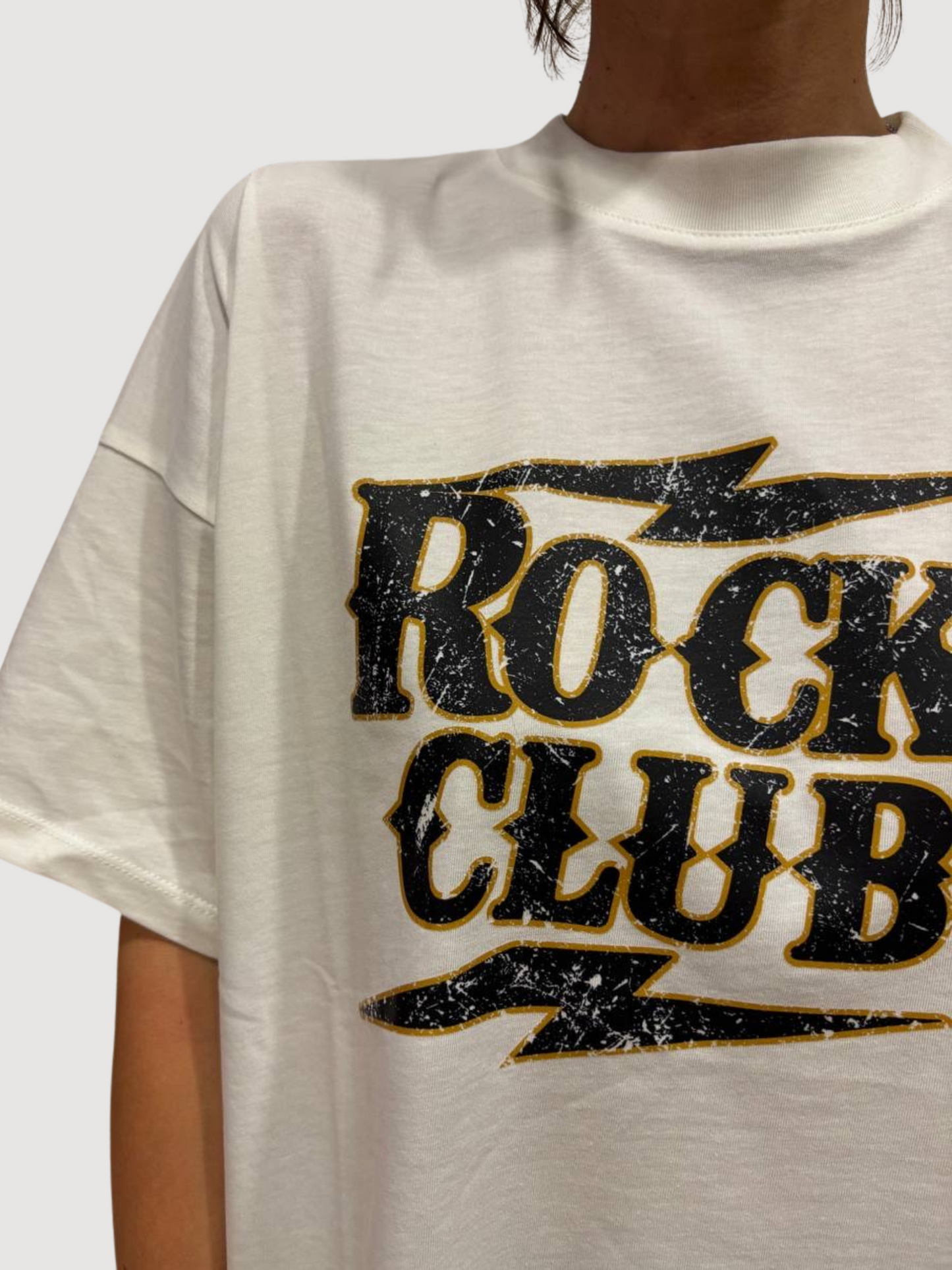 VICOLO - T-shirt over burro con scritta "rock club"