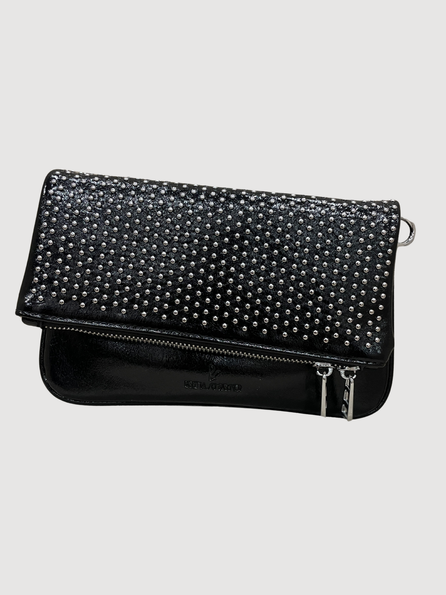 Borsa nera con piccole borchie e tracolla - più colori