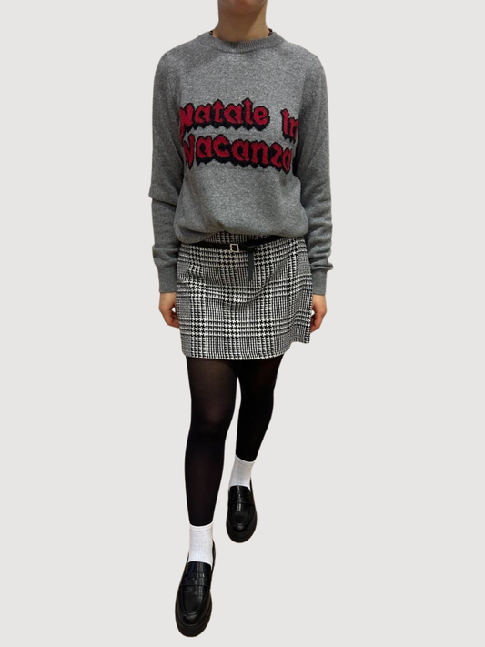 VICOLO - Maglioncino grigio a girocollo con scritta "Natale in Vacanza".