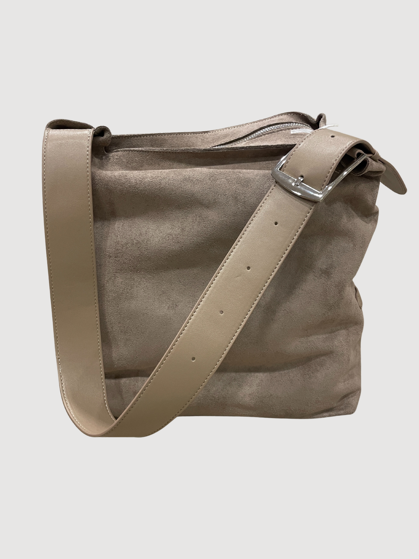 Borsa in suede gesso con pochette all'interno - più colori