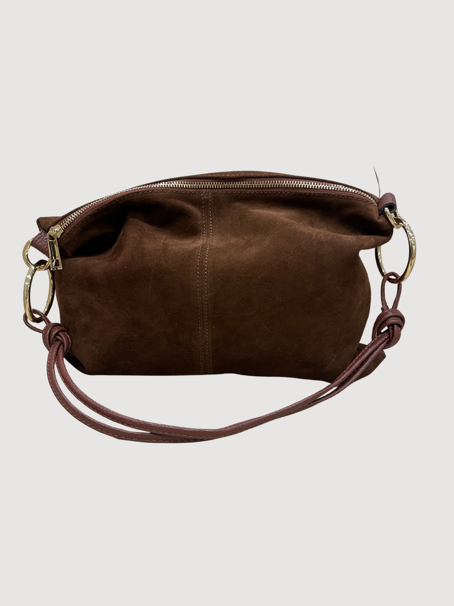 Borsa in suede cioccolato con tracolla - più colori