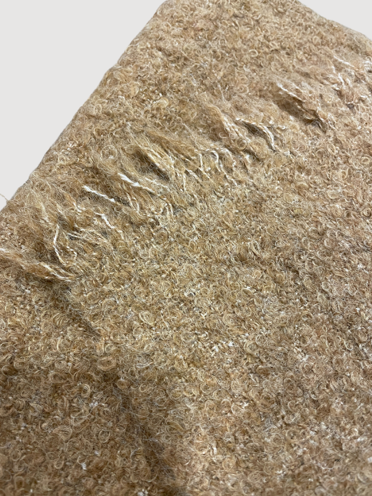 VICOLO - Sciarpa color biscotto con frange con lana