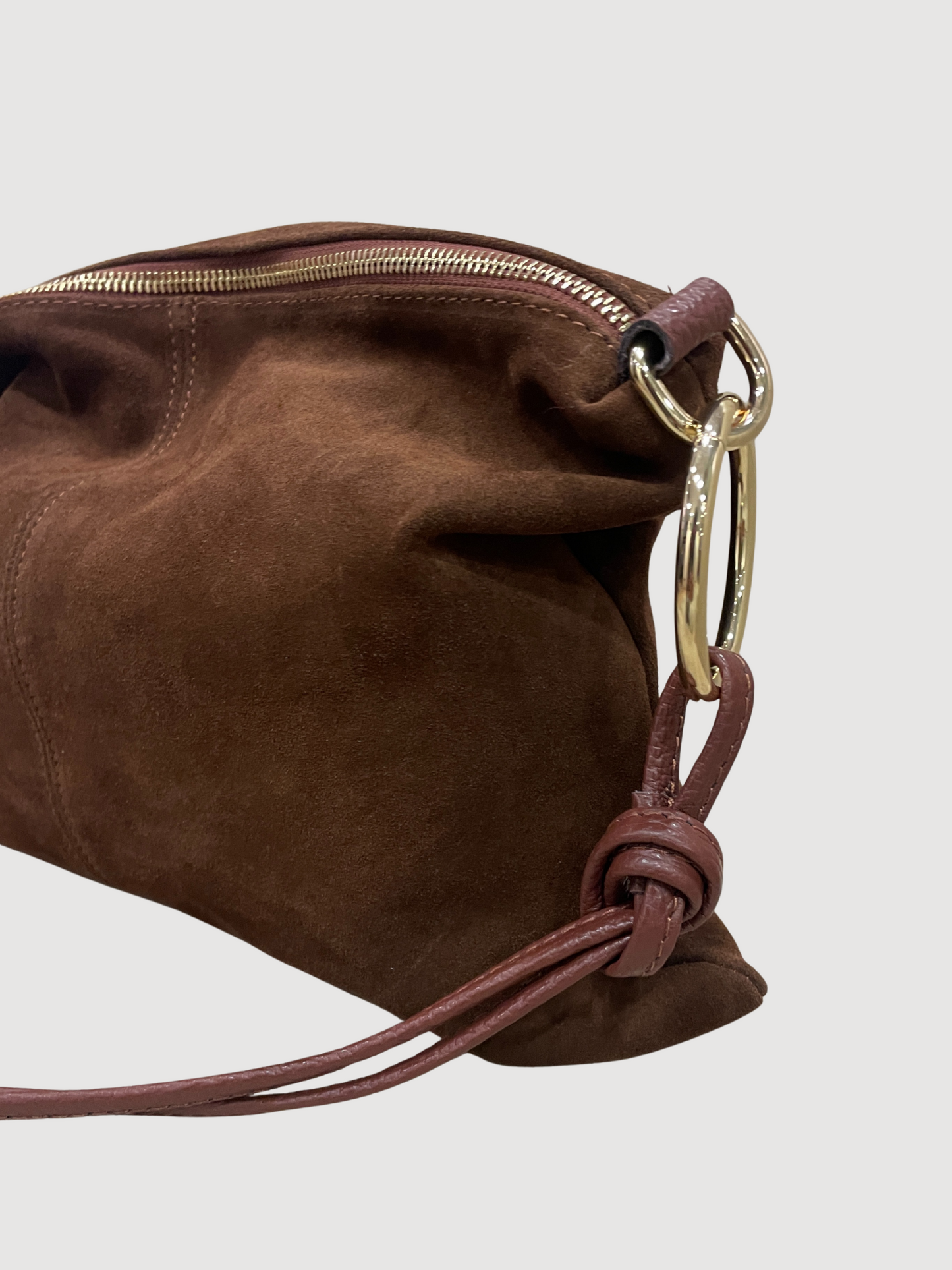Borsa in suede cioccolato con tracolla - più colori