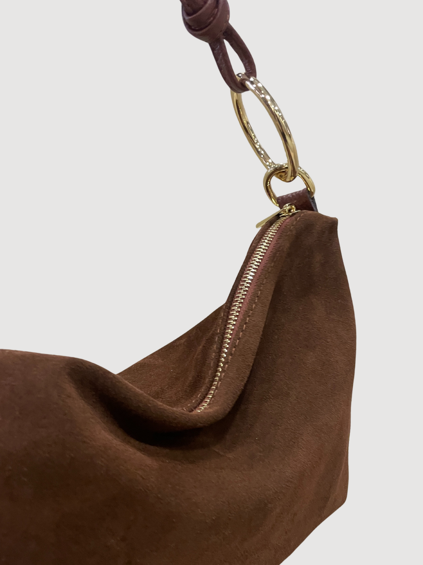 Borsa in suede cioccolato con tracolla - più colori