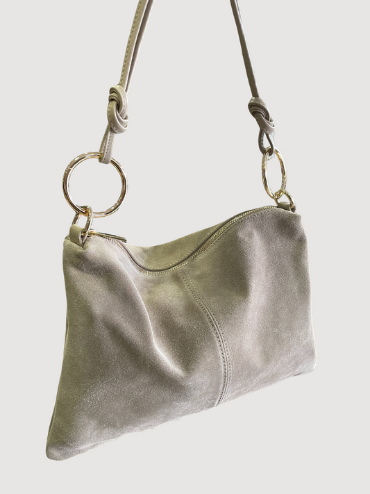 Borsa in suede cioccolato con tracolla - più colori