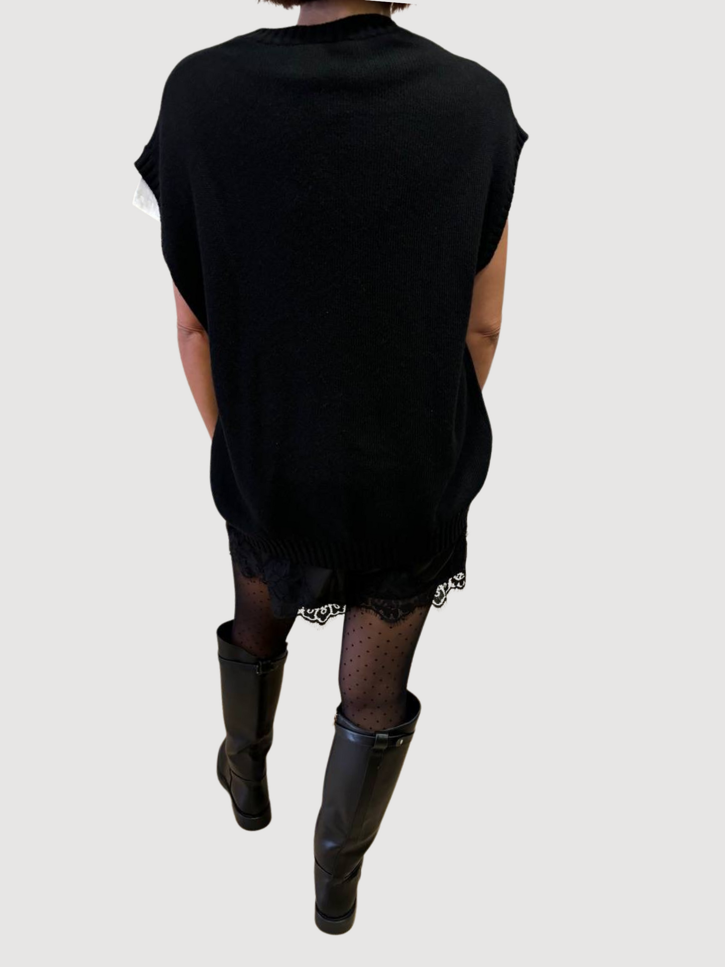 VICOLO - Gilet nero in maglia asimmetrico - più colori