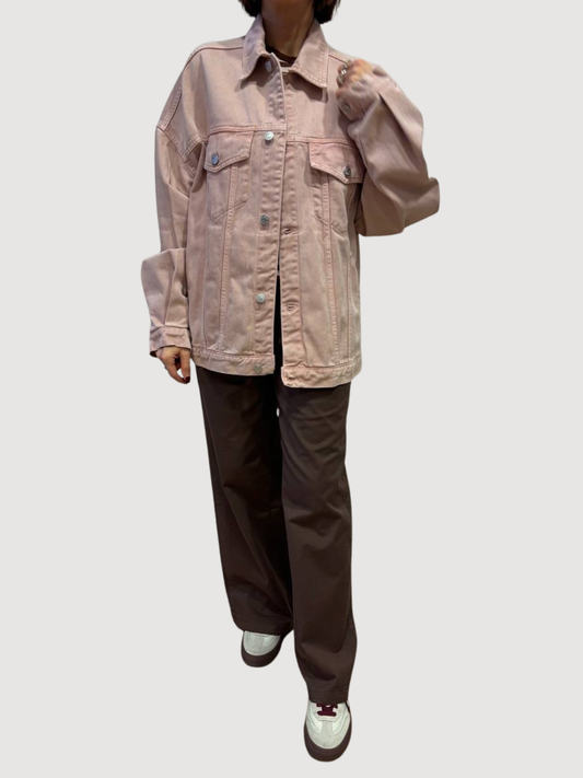 KONTATTO - Giubbo in denim rosa con tasche frontali