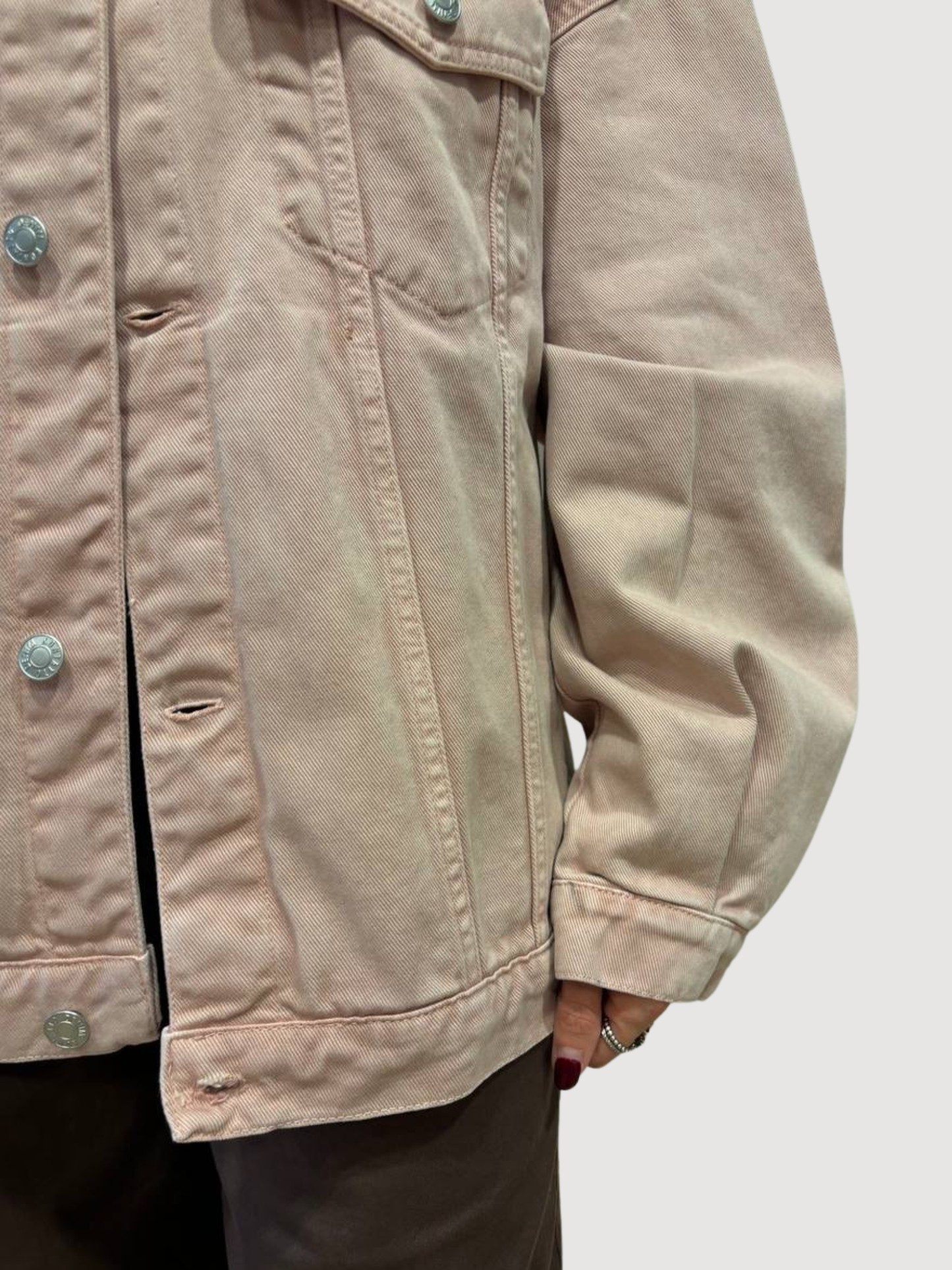 KONTATTO - Giubbo in denim rosa con tasche frontali