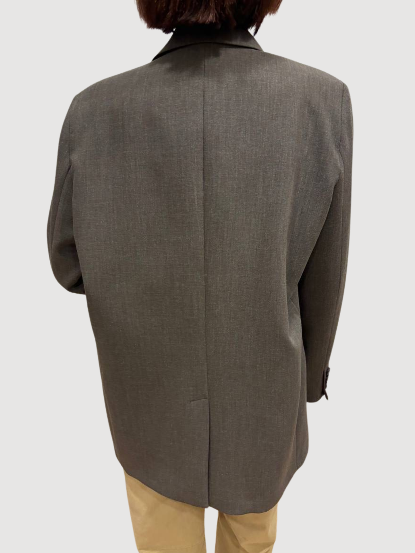 VICOLO - Giacca over a un bottone color fango con applicazioni stile college