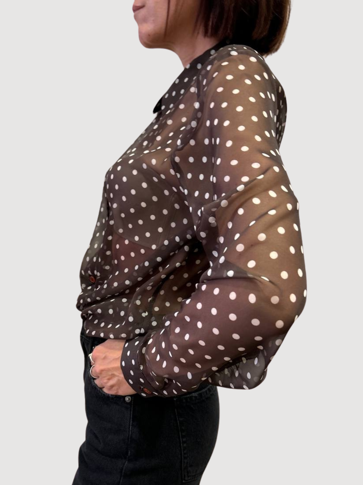 VICOLO - Camicia testa moro a pois effetto trasparenza