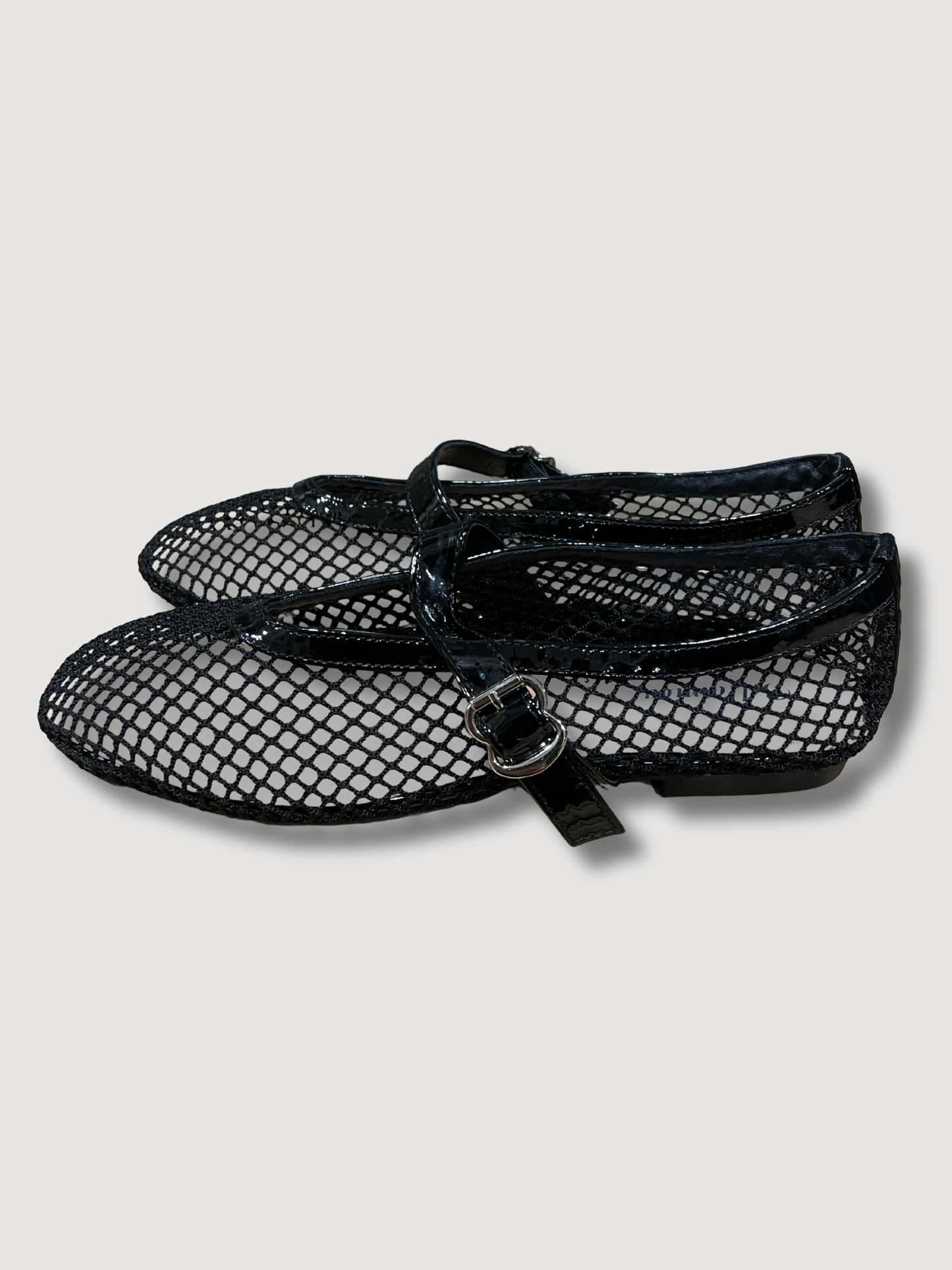 Ballerine a rete con cinturino - nero