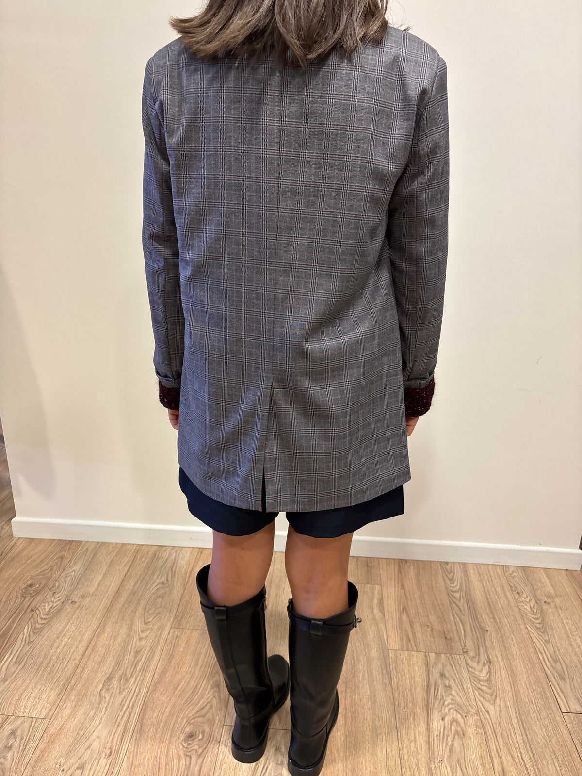 Blazer doppiopetto in tartan color grigio