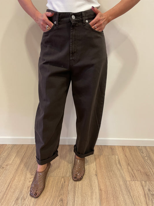 VICOLO - Jeans Laila baggy fit a vita media color moro