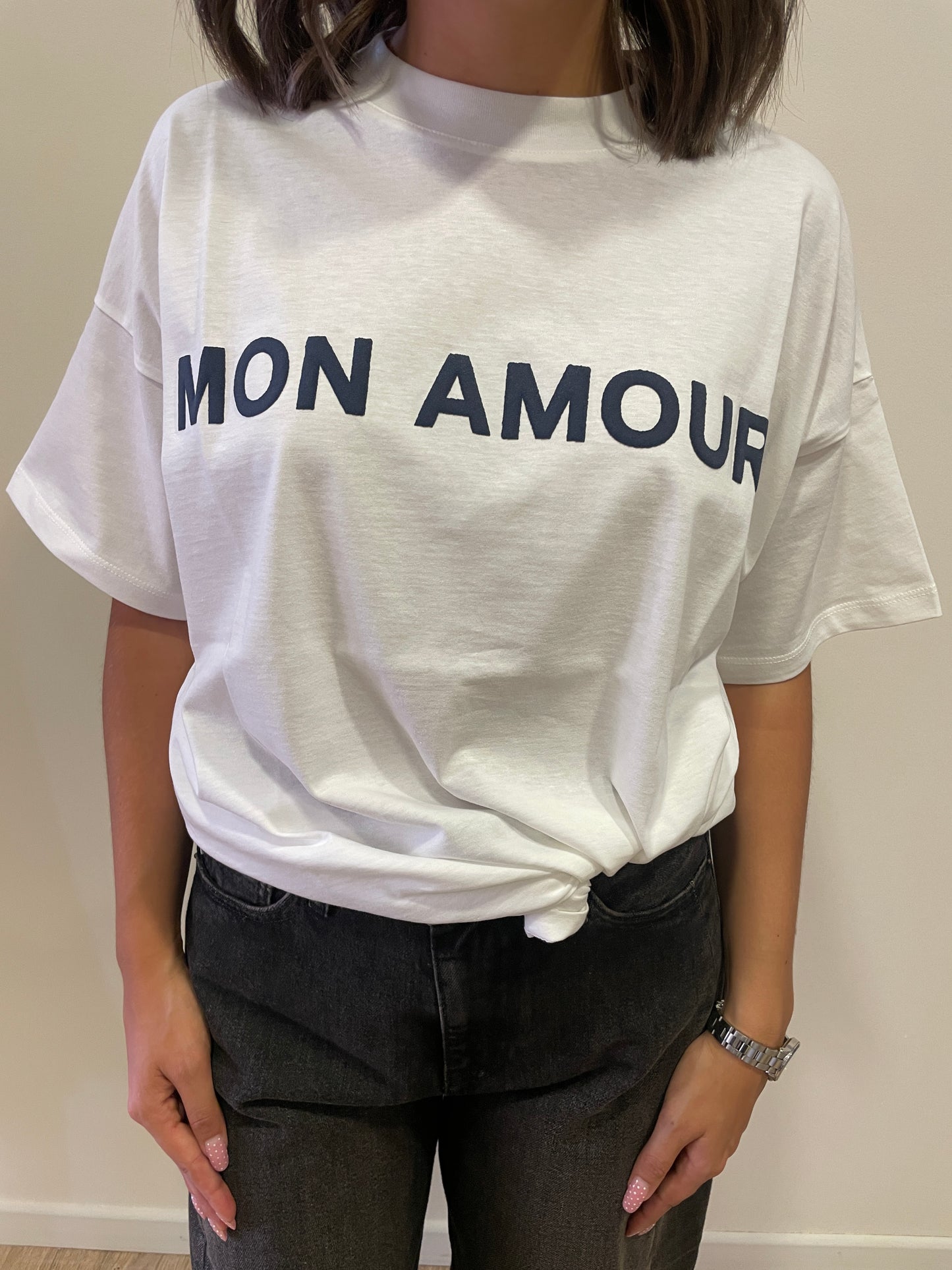 VICOLO - T-shirt over con stampa in cotone color bianco