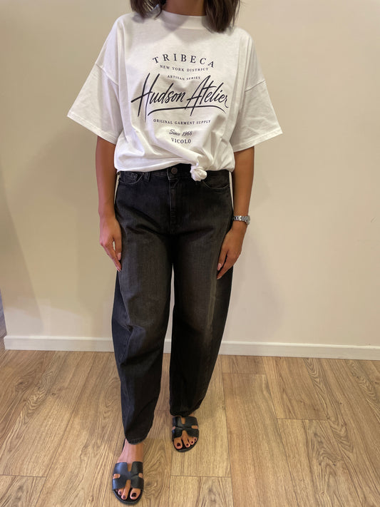 VICOLO - T-shirt over con stampa in cotone color bianco