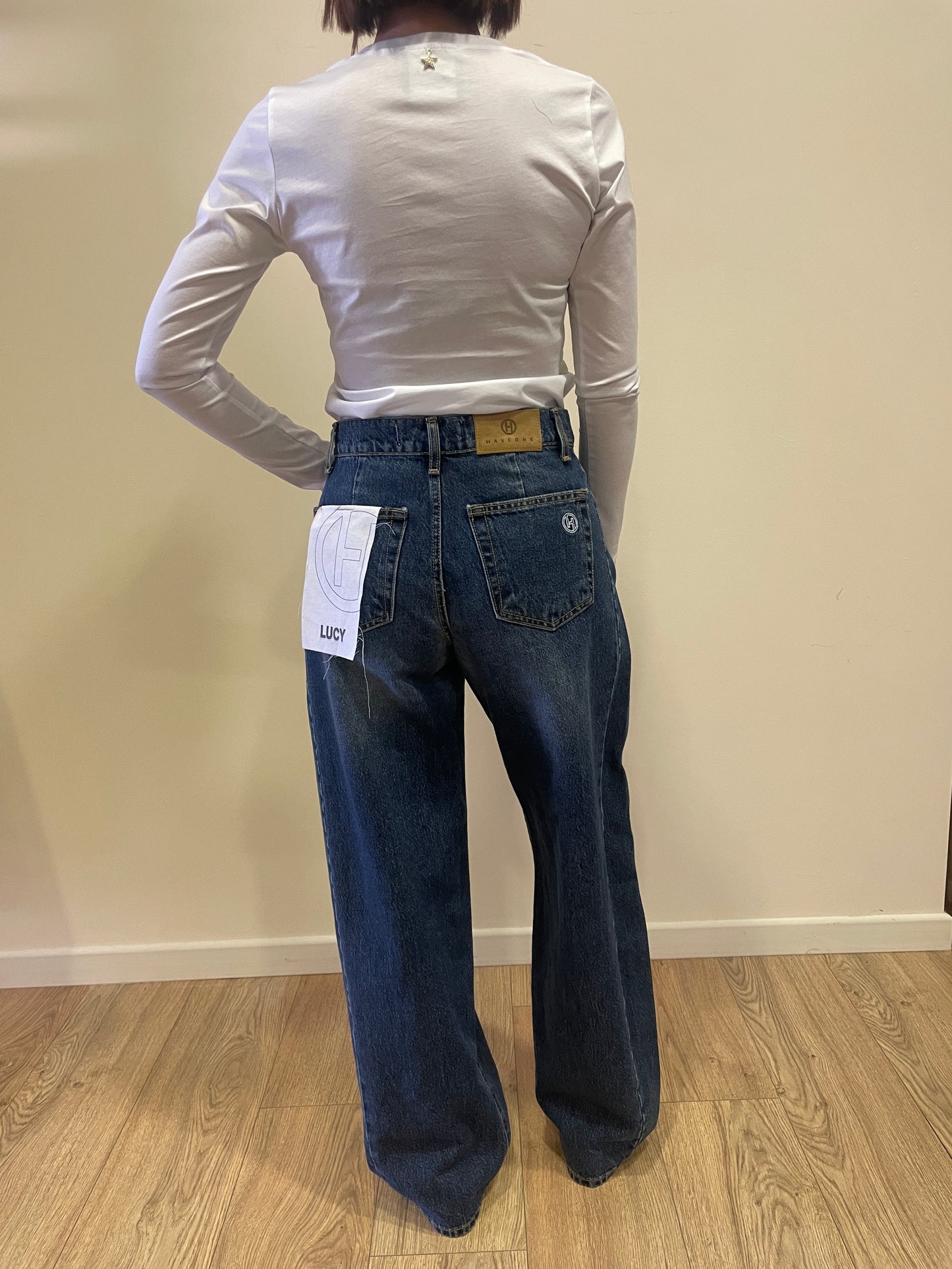 HAVEONE - Jeans Lucy barrel fit con cuciture laterali color denim