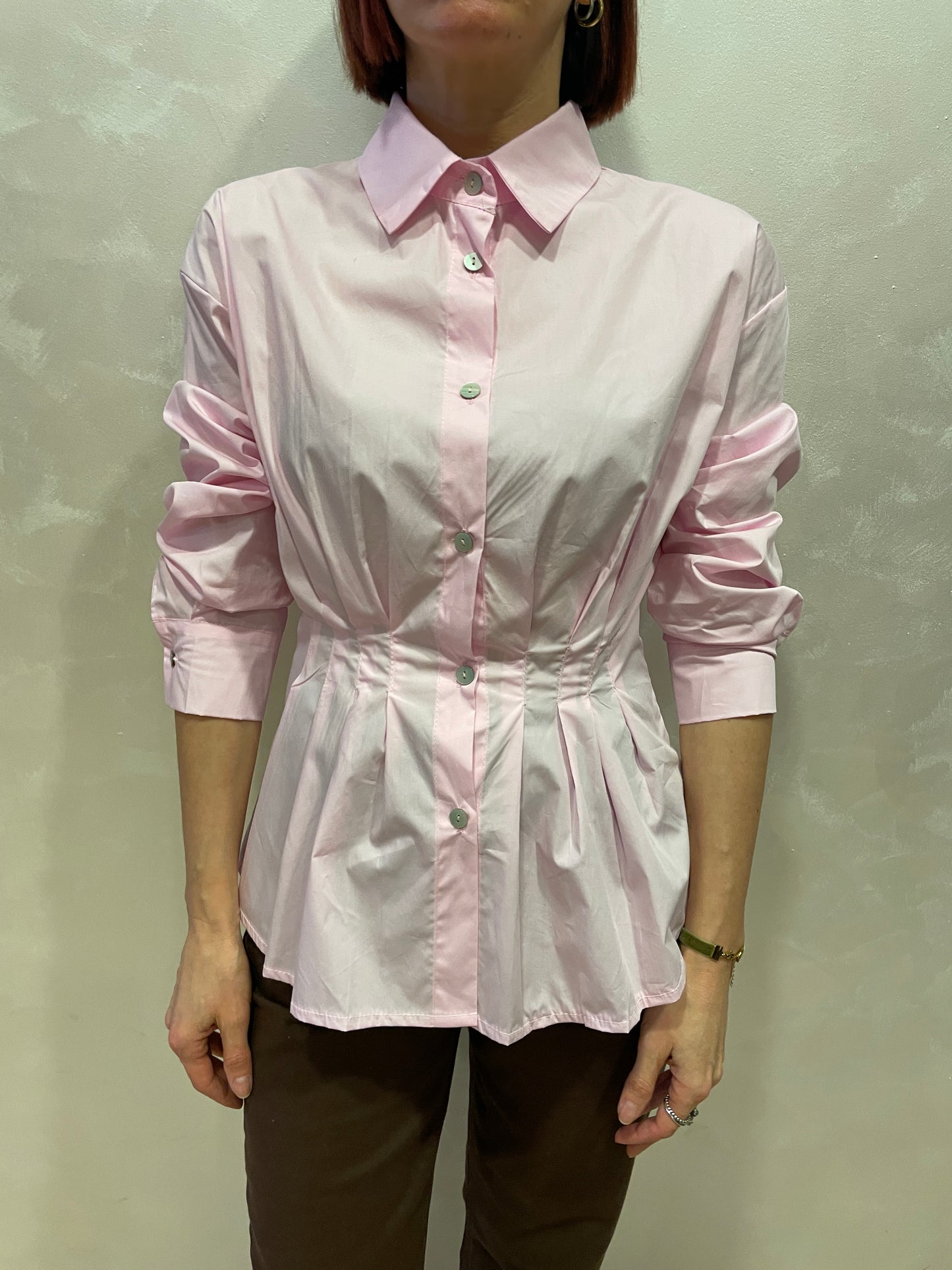 SAIPH - Camicia azzurro oxford con dettaglio arricciature
