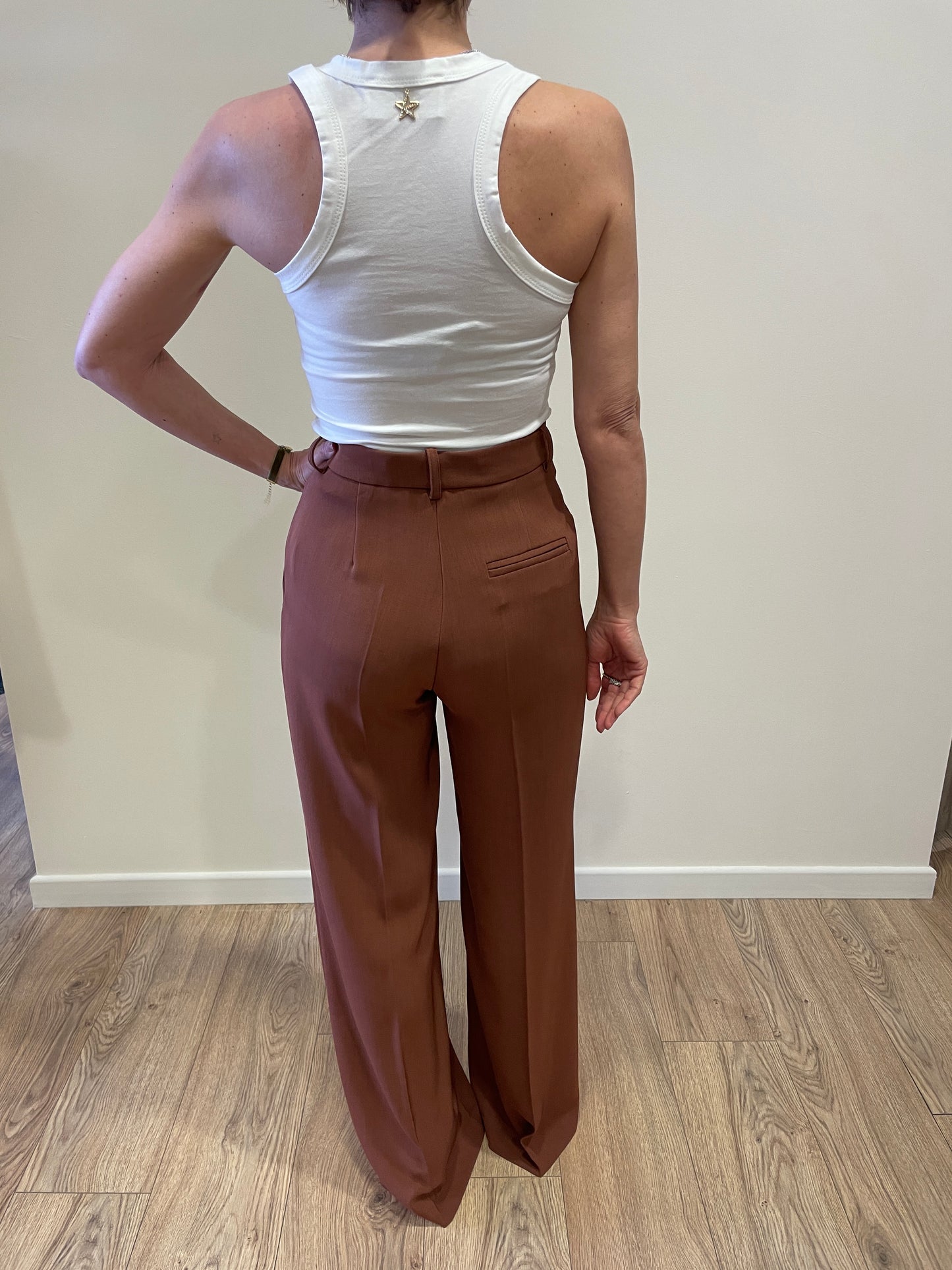 KAOS - Top in misto viscosa panna con spalline larghe