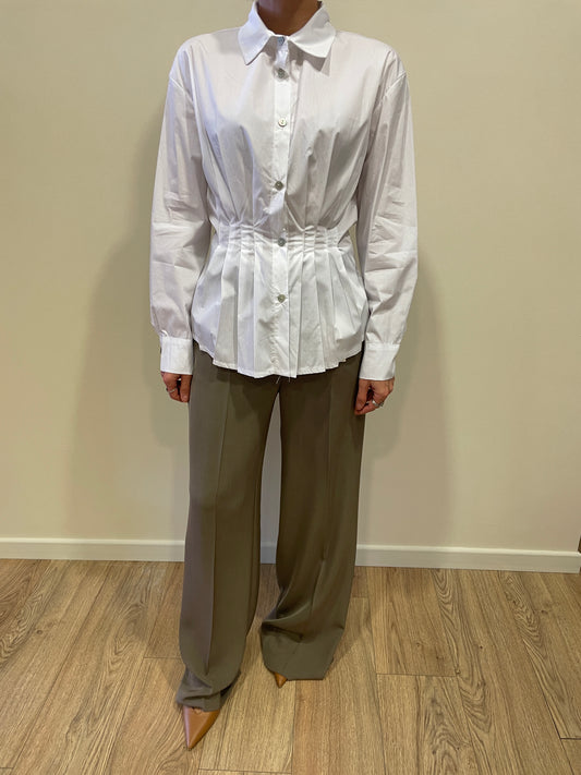 SAIPH - Camicia bianco ottico con dettaglio arricciature