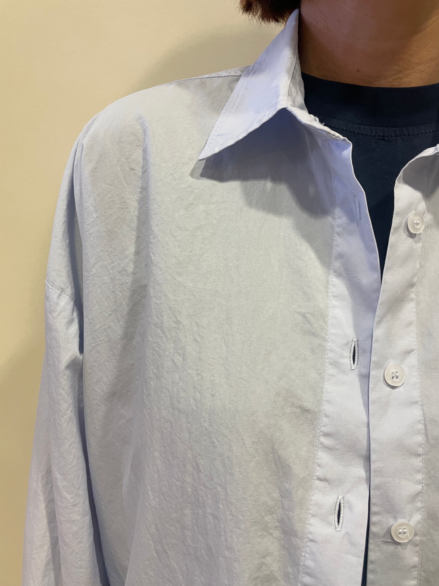 SOUVENIR - Camicia in cotone azzurra over con tasca frontale
