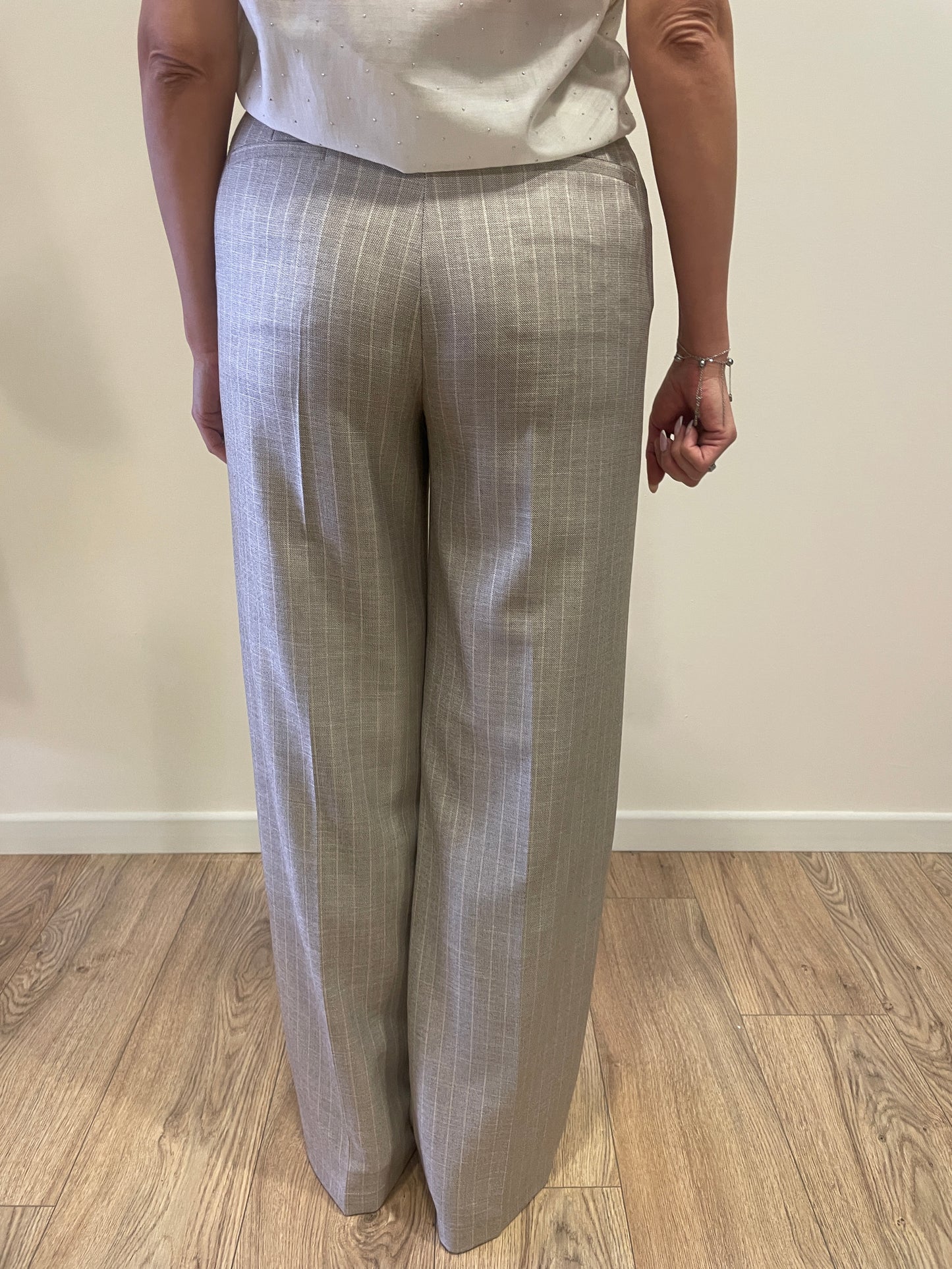 VICOLO - Pantalone grigio gessato a palazzo dritto