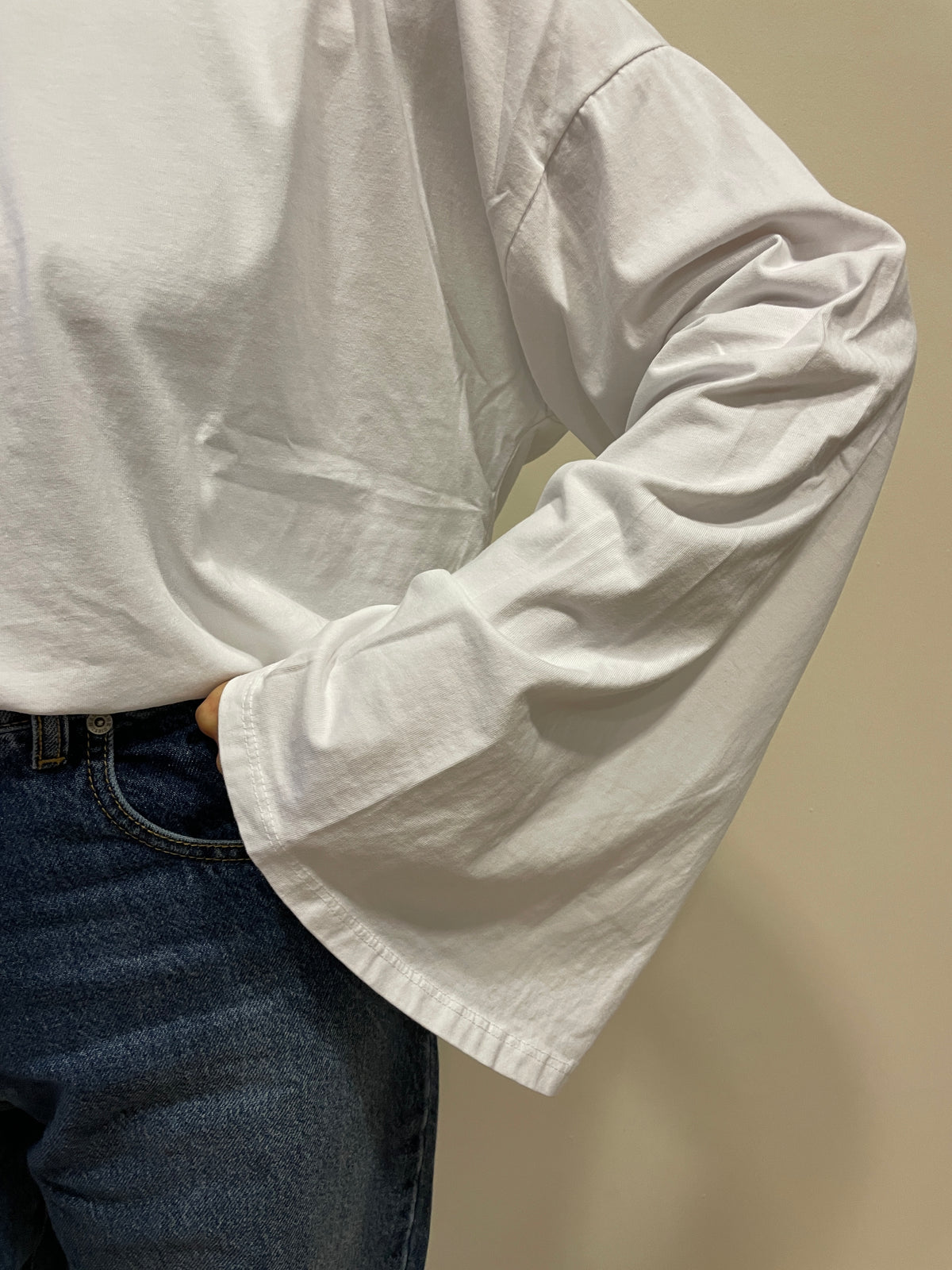 HAVEONE - Maglia in cotone a scatoletta con maniche ampie - più colori