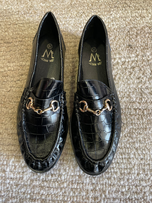 Mocassini in cocco con fibbia color nero