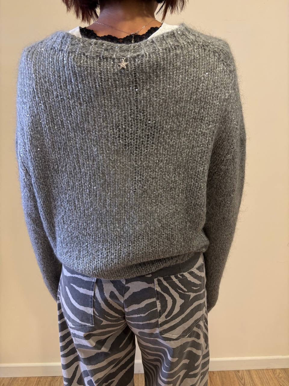SUSY MIX - Maglioncino con micro lucette color grigio