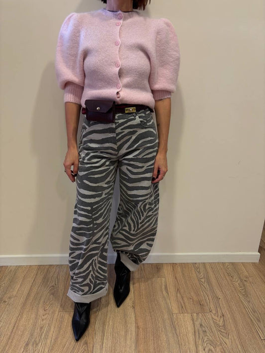 KONTATTO - Maglioncino in misto alpaca e lana con bottoni e 1/2 manica a palloncino color rosa - più varianti