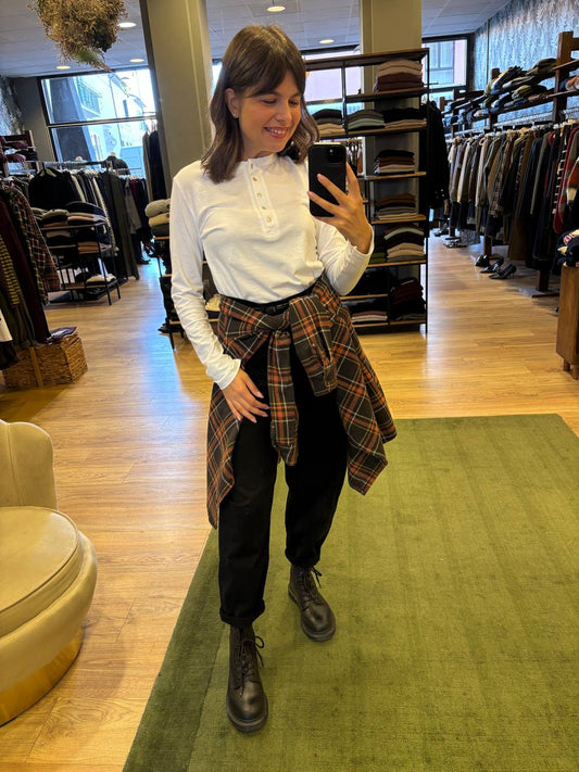 SUSY MIX - Camicia a quadri in flanella color marrone e arancio