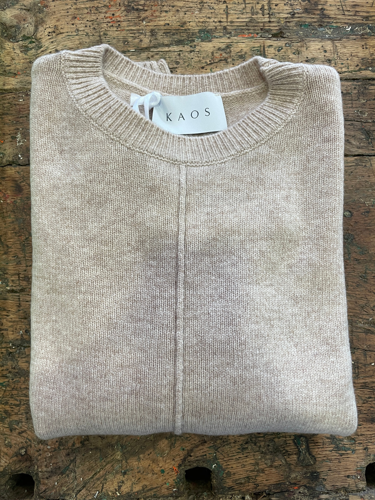 KAOS - Maglioncino a girocollo in lana a scatola con impuntura centrale color nero - più varianti