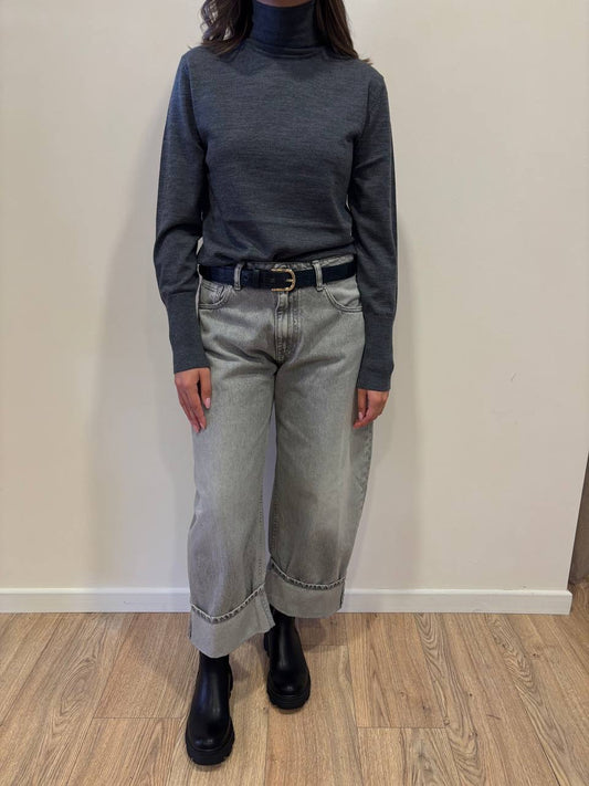 KAOS - Dolcevita in lana rasata a collo alto color grigio - più varianti