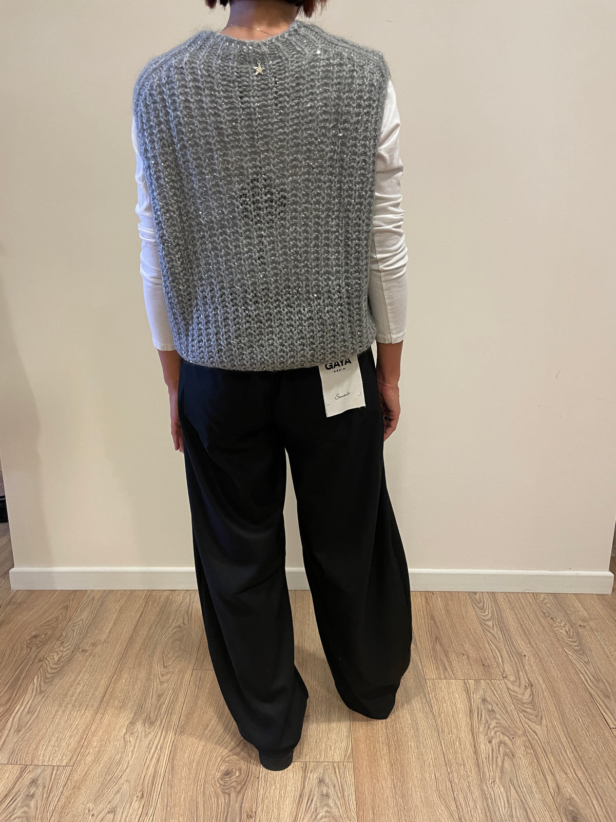 SOUVENIR - Pantalone Gaya barrel fit nero in punto milano