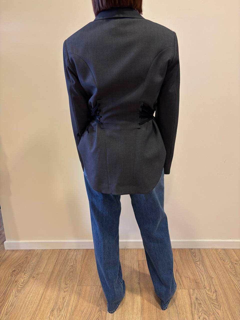 VICOLO - Blazer con bottoni e laccetti regolabili laterali in nero color grigio