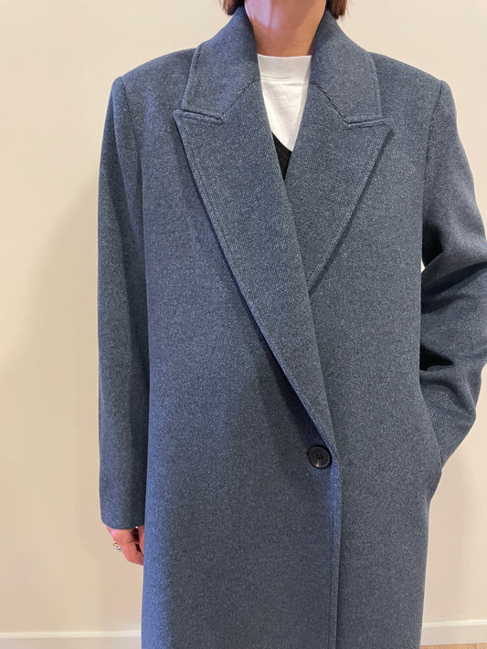 KAOS - Cappotto a doppiopetto con bottone color avio melange