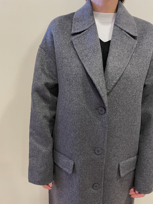 KAOS - Cappotto monopetto con 3 bottoni e tasche frontali color grigio melange