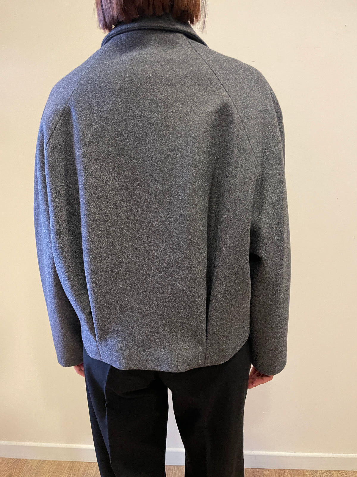 KAOS - Caban a doppiopetto con bottoni e tasche laterali color grigio melange