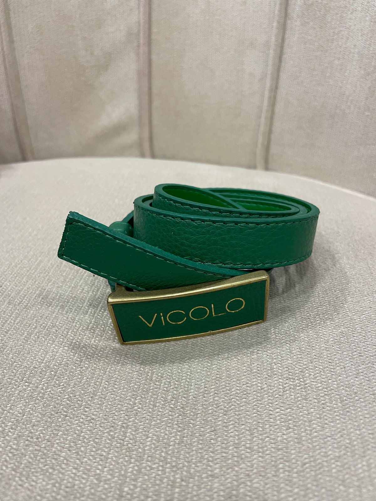 VICOLO - Cintura con fibbia logo color verde